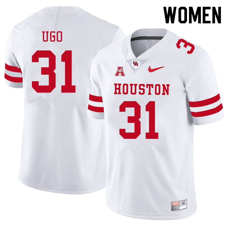 Women #31 Justice Ugo Houston Cougars College Football Jerseys Sale-White